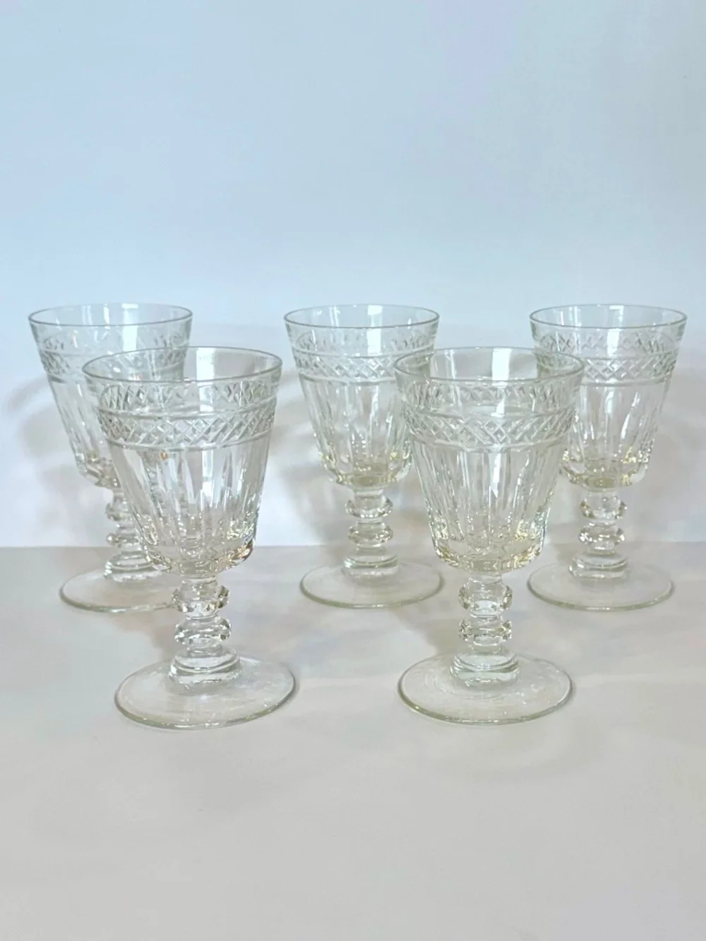 Set of 5 Vintage Tiffin-Franciscan Glass Wallingford Claret Wine Glasses 5.25